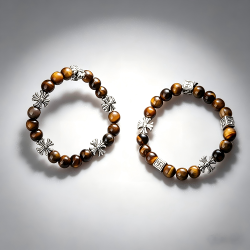 Cross Charm Tiger Eye Luck Bracelet